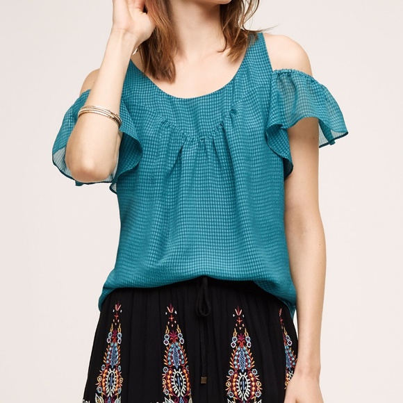 Maeve Shirt 0 Tavin Turqoise Cold Shoulder - Picture 1 of 7